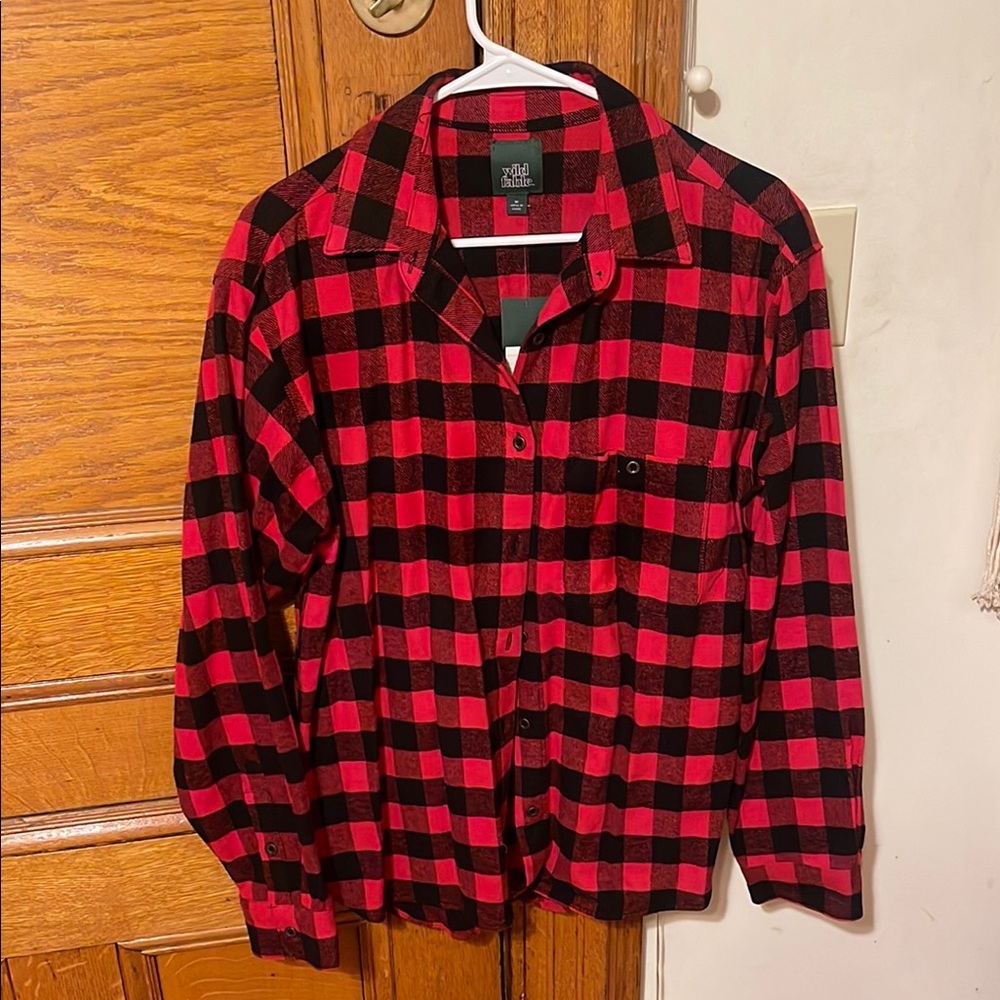 Women’s Medium Red and Black Wild Fable Button Up Shirt